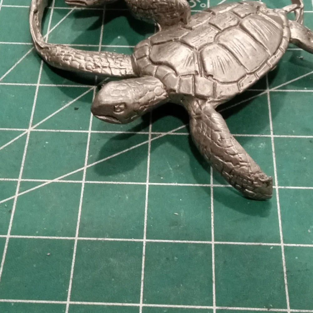 Sea Turtle Nautical Sculpture Signed BTC Very Collectible Adorable Green Eyes